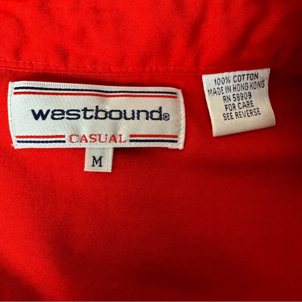 Westbound Vintage 90s Casual Vibrant Red Western Embroidered Cotton Shirt Size M - Picture 6 of 11